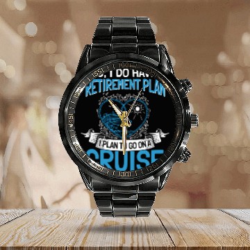 Discover Cruising Vacation Retiree Cruise Ship Retiret Plan Calendar Steel Band Watch