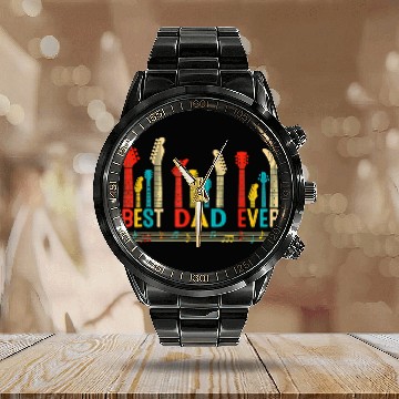 Discover Best Dad Ever Daddy Guitar Vintage Guitar Fathers Calendar Steel Band Watch