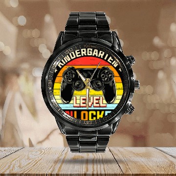 Discover Kindergarten Level Unlocked Video Game Back to Calendar Steel Band Watch