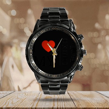 Discover i love my church family Calendar Steel Band Watch