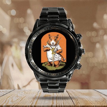 Discover Golfer Guinea Pig Golf Club Golfing Golf Player Calendar Steel Band Watch