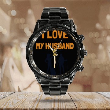 Discover I love my Husband Hiking Backpacking Outdoor Calendar Steel Band Watch
