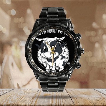 Discover Cow Ask Me About My Cow Funny Farmer Saying Calendar Steel Band Watch