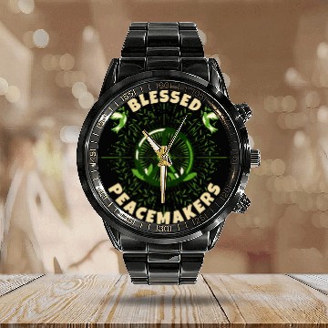 Discover Blessed are the Peacemakers Calendar Steel Band Watch