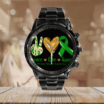 Discover Peace Love Hope Tal Mind Health Calendar Steel Band Watch