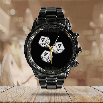 Discover Lucky Dice 777 Angel Number Calendar Steel Band Watch
