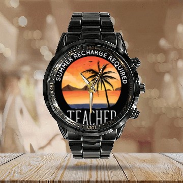 Discover Last Day Of School Teacher Summer Recharge Calendar Steel Band Watch