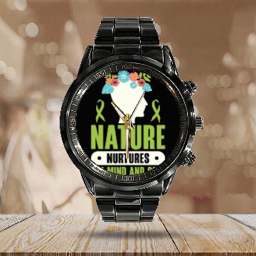 Discover Mental Health Nature Environment Health Awareness Calendar Steel Band Watch