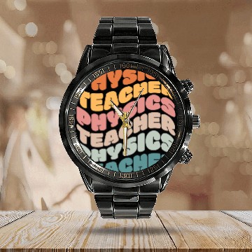 Discover Physics Teacher Vintage Retro Calendar Steel Band Watch