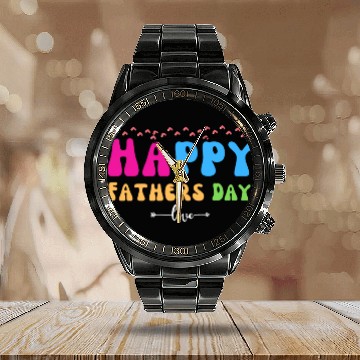 Discover Happy Fathers Day i love you dad Heart Daddy funny Calendar Steel Band Watch