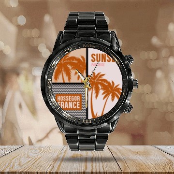 Discover Sunset Paradise Hossegor France Calendar Steel Band Watch