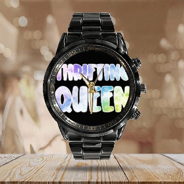 Discover Thrifting Queen pastel clouds Calendar Steel Band Watch