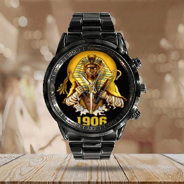 Discover 1906 Sphinx Alpha Ace Fraternity Pharoah Calendar Steel Band Watch
