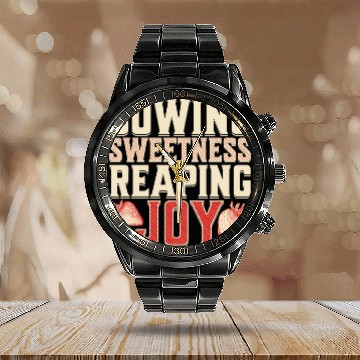 Discover Strawberry Farmer, Sowing Sweetness Reaping Joy Calendar Steel Band Watch