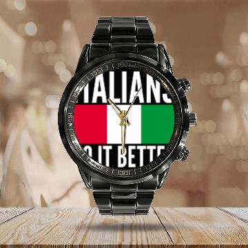 Discover Italians Do It Better Italy Flag Quoted Themed Calendar Steel Band Watch