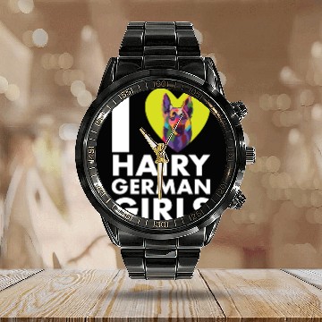 Discover Funny German Shepherd Mom Dad I Love Hairy German Calendar Steel Band Watch