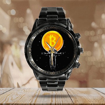 Discover Bitcoin Coin-Crypto Astronaut Calendar Steel Band Watch