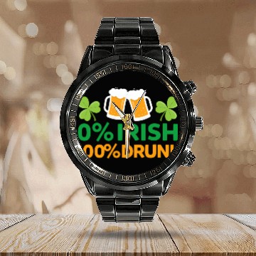 Discover 0 Irish 100 Drunk Saint Patrick'S Day Beer Calendar Steel Band Watch