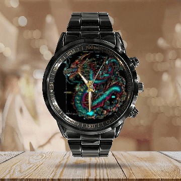 Discover Digital Dragon Calendar Steel Band Watch