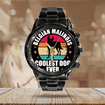 Discover Belgian Malinois Coolest Dog Ever Retro Vintage Calendar Steel Band Watch