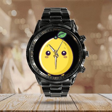 Discover Cute wholesome lemon Calendar Steel Band Watch
