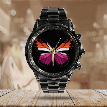 Discover Lesbian Monarch Butterfly Sticker Calendar Steel Band Watch