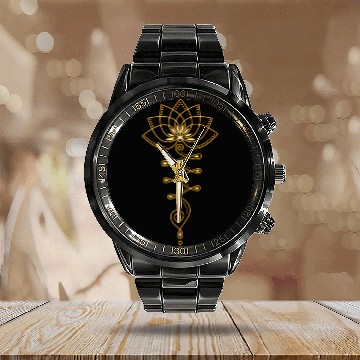 Discover Lotus Unalome Yoga Meditation Zen Buddhism Calendar Steel Band Watch