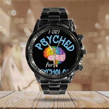 Discover Psyched Psychology Psychologist Calendar Steel Band Watch