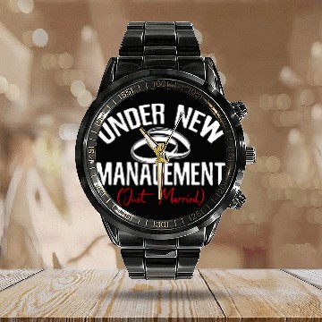 Discover Under Newagement Just Married Groom Bride Wedding Calendar Steel Band Watch