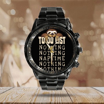 Discover Funny Lazy Sloth Nothing To Do List Daily Nap Calendar Steel Band Watch
