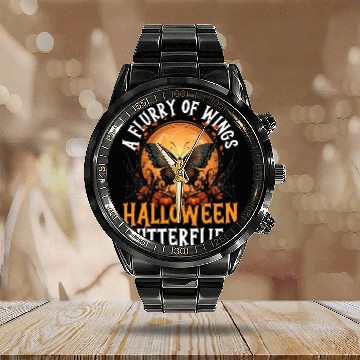 Discover Butterfly Halloween Trick Or Treat Insect Lover Calendar Steel Band Watch