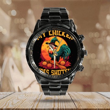 Discover Chicken Halloween Trick Or Treat Chicken Farmer Calendar Steel Band Watch