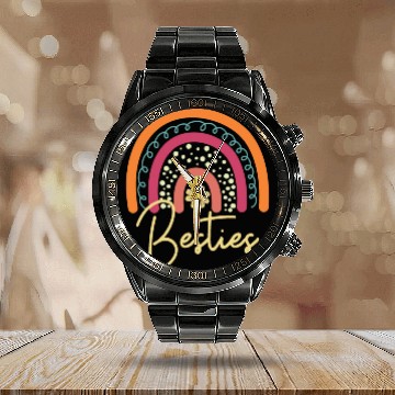 Discover Besties Boho Rainbow I Love My Best Friend Besties Calendar Steel Band Watch