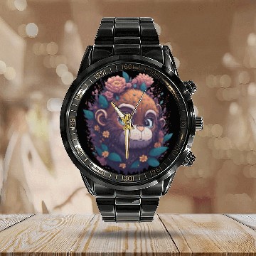 Discover Monkey lovers gift - monkey painting Calendar Steel Band Watch