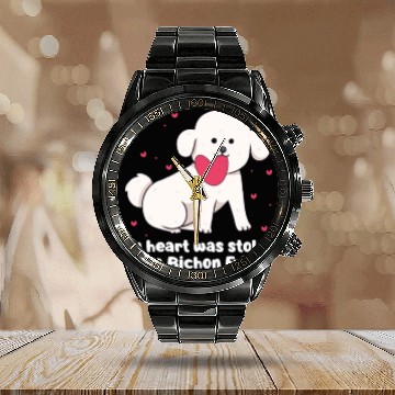 Discover My Heart Was Stolen By A Bichon Frise Calendar Steel Band Watch