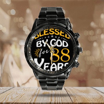 Discover Vintage Blessed By God For 88 Years Old Happy 88Th Calendar Steel Band Watch