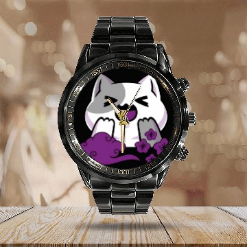 Discover Asexual Subtle Ace Pride Anime And Cat Japanese Calendar Steel Band Watch