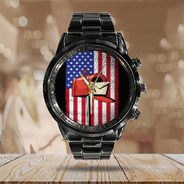 Discover Postal Worker Vintage American Flag Postal Service Calendar Steel Band Watch