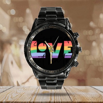Discover spread love not hate; gay pride; gay; pride month; Calendar Steel Band Watch
