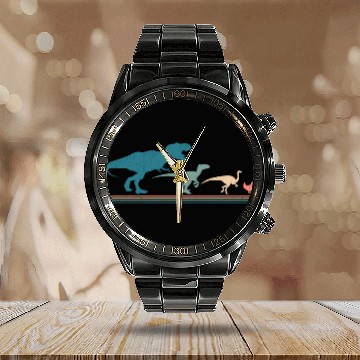 Discover Dinosaur Chicken Evolution 70S Calendar Steel Band Watch