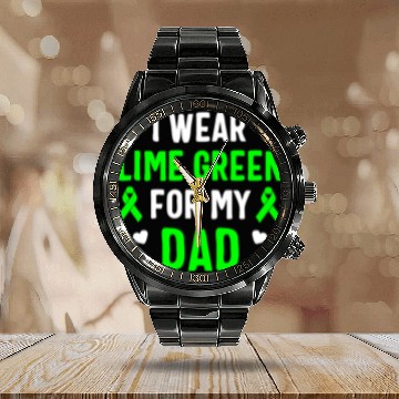Discover I Wear Lime Green For My Dad Lymphoma Awareness Calendar Steel Band Watch