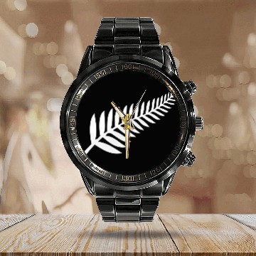 Discover New Zealand Silver Fern Kiwi Pride Calendar Steel Band Watch