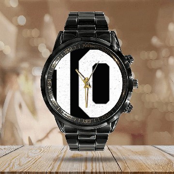 Discover Jersey Number 10 Ten Athletic Sports Calendar Steel Band Watch