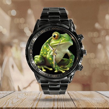 Discover Green Frog - Natural Design Calendar Steel Band Watch