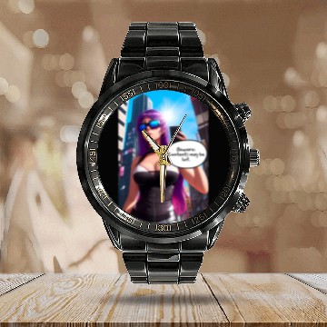 Discover Cyberpunk Waifu Influencer Design 5 Calendar Steel Band Watch