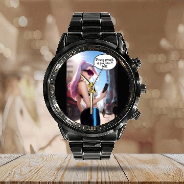 Discover Cyberpunk Waifu Influencer Design 7 Calendar Steel Band Watch