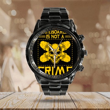 Discover Skateboarding Is Not A Crime Skater Skateboard Calendar Steel Band Watch