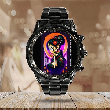 Discover Futuristic Cyberpunk Anime Girl Calendar Steel Band Watch