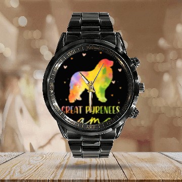 Discover Great Pyrenees Mom Colorful Great Pyrenees Gifts Calendar Steel Band Watch