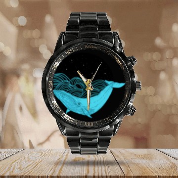Discover Humpback Whale Midnight Space Whale Calendar Steel Band Watch